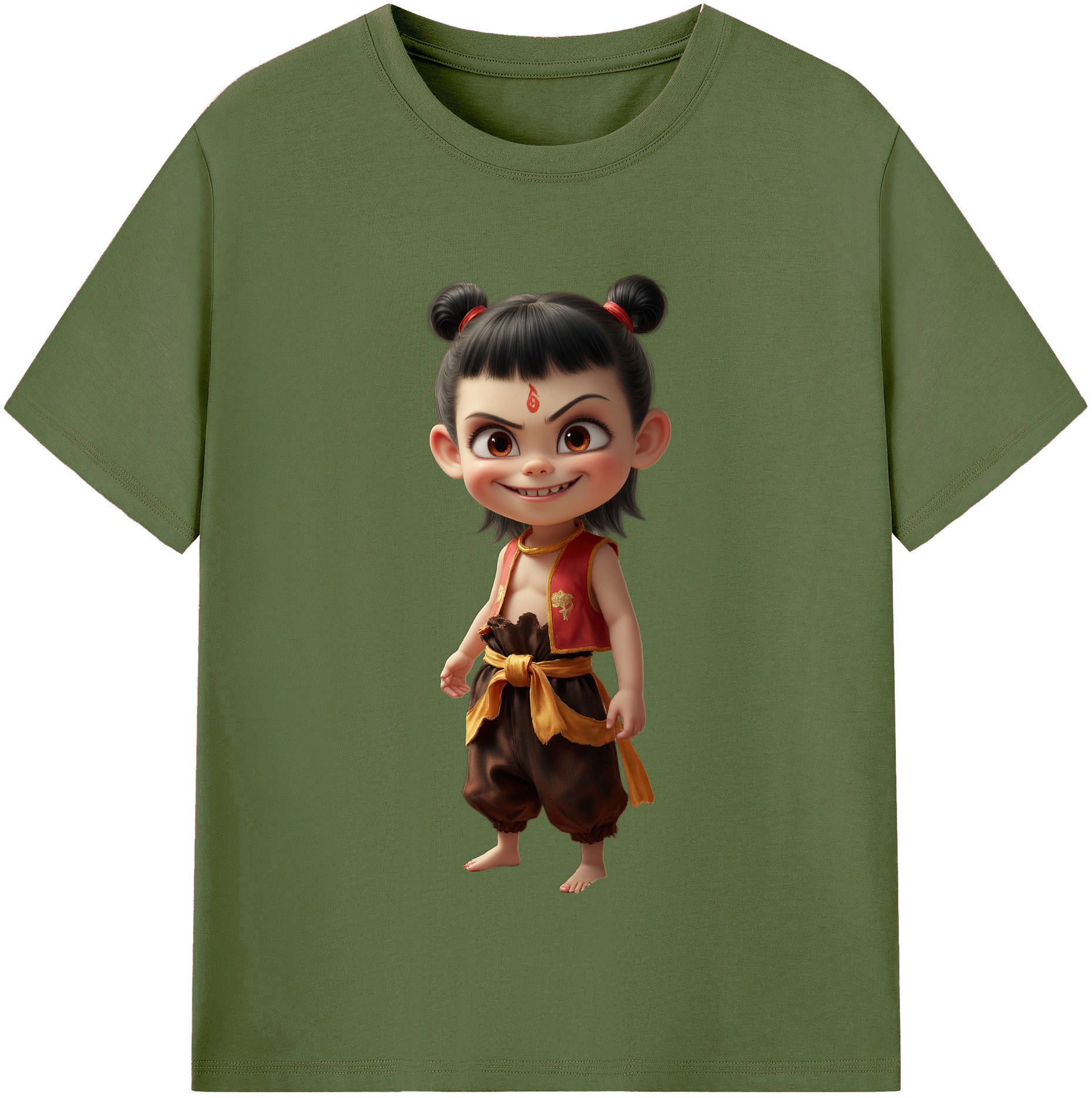 （画像用） Ne Zha 2 ナタ 魔童の大暴れ 綿100％半袖Tシャツ（フロントプリント）